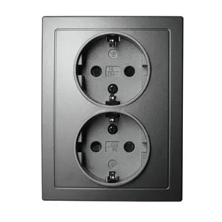 Schutzkontakt-Steckdose McPower “Flair“ 2-fach, 250V~/16A, anthrazit Schutzkontakt-Steckdose McPower “Flair“ 2-fach, 250V~/16A, anthrazit