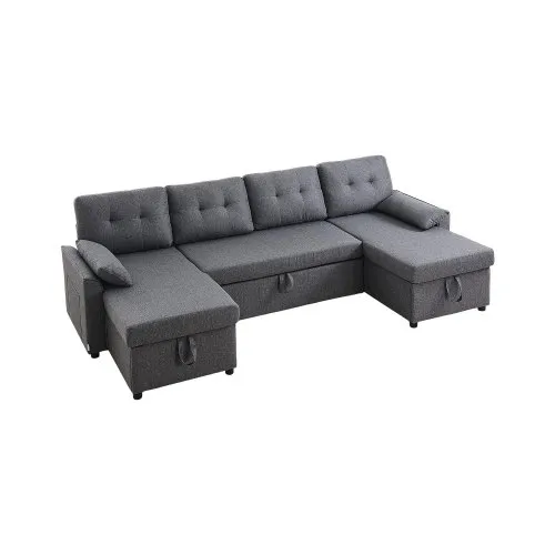 VEVOR U-förmiges Schlafsofa, umwandelbares Bettsofa mit 2 Seitentaschen & 2 Kissen & Doppel-Chaiselongue, Ausziehschlafcouch für 6-Sitzer mit viel Stauraum für Wohnzimmer, Wohnung, Metallrahmen VEVOR U-förmiges Schlafsofa, umwandelbares Bettsofa mit 2 Seitentaschen & 2 Kissen & Doppel-Chaiselongue, Ausziehschlafcouch für 6-Sitzer mit viel Stauraum für Wohnzimmer, Wohnung, Metallrahmen