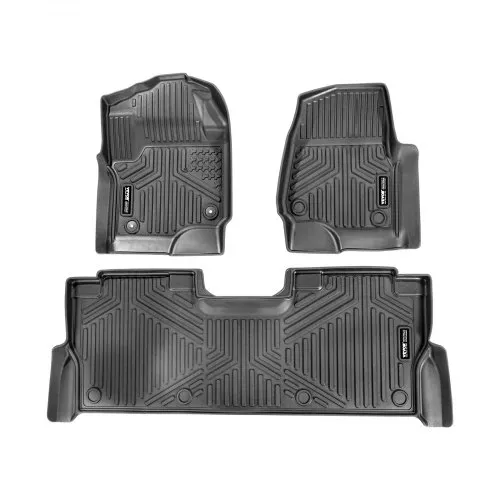 VEVOR Autofußmatten (3-tlg.) für Ford F250 F350 F450 F550 2017-2024 2025 Super Duty Crew Cab Bucket Seat mit Ablage unter dem Sitz, wetterfeste maßgeschneiderte Fußmatten aus TPE Bodeneinlagen VEVOR Autofußmatten (3-tlg.) für Ford F250 F350 F450 F550 2017-2024 2025 Super Duty Crew Cab Bucket Seat mit Ablage unter dem Sitz, wetterfeste maßgeschneiderte Fußmatten aus TPE Bodeneinlagen