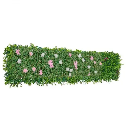 VEVOR Künstliche Hecke 2,4 m x 61 cm 2 Stk., Pflanzenwand, PE-Sichtschutz, Sichtschutzzaun mit Seidenblumen, Heckenzaun, Kunstpflanzen Balkonverkleidung für Hochzeiten, Außengärten, Hinterhöfe – Bild 9