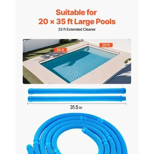 VEVOR Poolsauger mit Saugfunktion, Poolstaubsauger Poolreiniger mit Saugseite, Poolkehrmaschine mit 12 Schläuchen, geeignet für Einbaupools und Aufstellpools bis zu 6,1 x 10,7 m blau – Bild 3