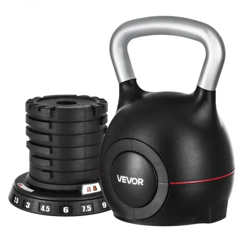 VEVOR Kugelhantel verstellbare Kettlebell mit 7 Gewichtsstufen (1,5/3/4,5/6/7,5/9/10 kg), Schwunghantel aus ABS + Aluminium-Druckguss, für Griffkrafttraining Ganzkörpertraining Cross-Training VEVOR Kugelhantel verstellbare Kettlebell mit 7 Gewichtsstufen (1,5/3/4,5/6/7,5/9/10 kg), Schwunghantel aus ABS + Aluminium-Druckguss, für Griffkrafttraining Ganzkörpertraining Cross-Training