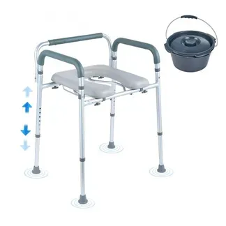 VEVOR Toilettenstuhl Nachtstuhl mit Gepolsterter Sitzfläche & Armlehnen, 7-stufig höhenverstellbar, 5,8 L Abnehmbarer Eimer, Einfach zu Montieren, 158 kg Fassungsvermögen, Erhöhter Toilettensitz VEVOR Toilettenstuhl Nachtstuhl mit Gepolsterter Sitzfläche & Armlehnen, 7-stufig höhenverstellbar, 5,8 L Abnehmbarer Eimer, Einfach zu Montieren, 158 kg Fassungsvermögen, Erhöhter Toilettensitz