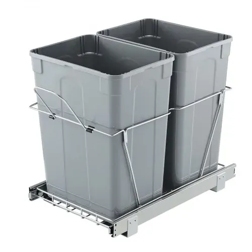 VEVOR ausziehbarer Mülleimer (35 Qt + 35 Qt) für Küchenschränke, doppelter Mülleimer unter der Spüle, Müllbehälter für unter die Spüle, mit robustem Vollauszug-Schiebesystem aus Metall & Griff – Bild 8