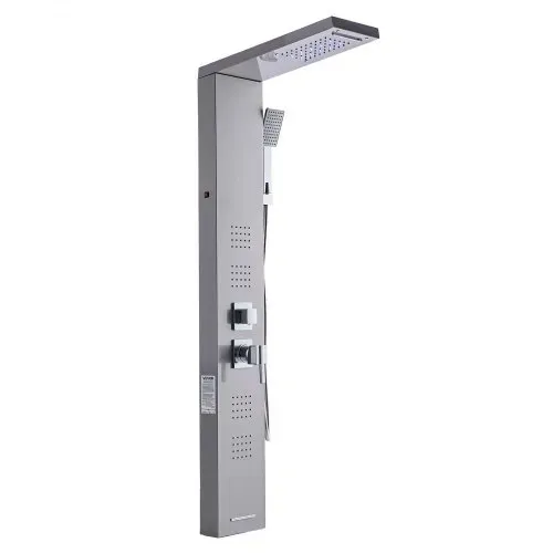 VEVOR Duschpaneel-Turmsystem (5 Modi) mit Regenwasserfall-Duschkopf & LED, (1345 mm) Duschsäule aus gebürstetem Edelstahl, Regenmassagesystem zur Wandmontage, mit Handbrause & 4 Körperbrausen – Bild 10