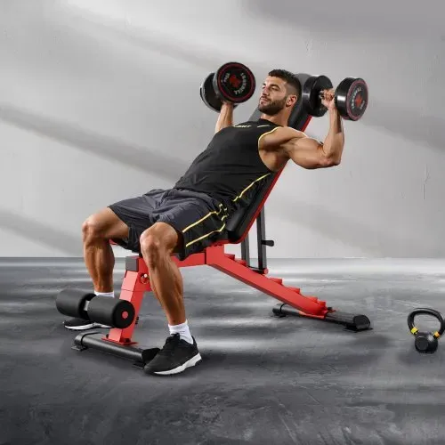 VEVOR Hantelbank Hantelbankpresse (544 kg belastbar) für Ganzkörpertraining, verstellbare Sit-up-Bank für Krafttraining im Heim-Fitnessstudio, Flachbank mit Schnellklapp- und Schnellverstellung – Bild 7