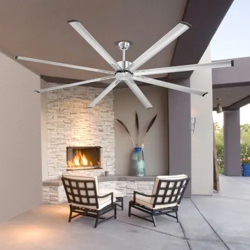 VEVOR 244 cm Deckenventilator ohne Beleuchtung, 6-Gang-Fernbedienung, 8 Flügel aus Alu, Gleichstrommotor, Ventilator für Schlafzimmer, Wohnzimmer, Terrasse, Innen-/Außenbereich, gebürstetes Nickel – Bild 7