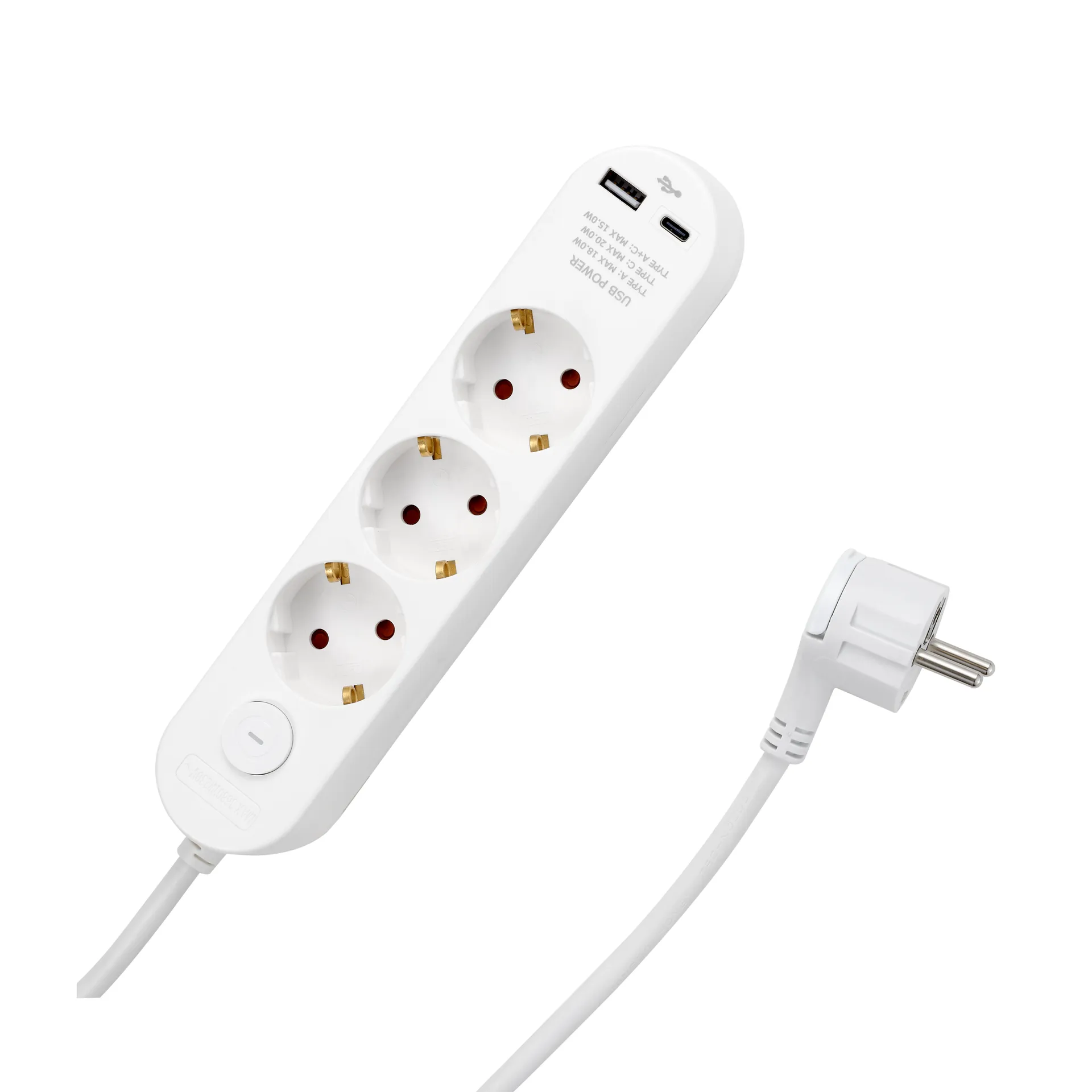 Steckdosenleiste McPower “HK3“ 3-fach, USB-C mit PD 20W, 1,5m Zuleitung Steckdosenleiste McPower “HK3“ 3-fach, USB-C mit PD 20W, 1,5m Zuleitung