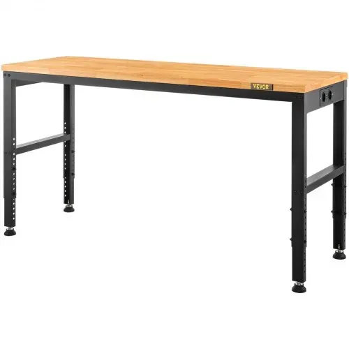 VEVOR Höhenverstellbare Werkbank 183x64x72-97cm Spanntisch, 900 kg Gewichtskapazität Arbeitstisch, Braun Klappbare Werkzeugbank aus Kaltgewalzter Stahl, Multifunktionswerktisch für Lager & Büro – Bild 8