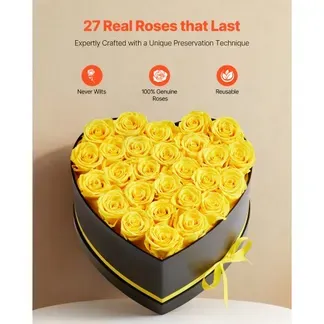 VEVOR 27 Stk. Ewige Rosen in Herzform Box, konservierter Blumenstrauß, Blumen Geschenkbox für ihre Frau, Mütter, Liebespartner, zur Hochzeit, zum Muttertag, Valentinstag, Weihnachten, Gelb VEVOR 27 Stk. Ewige Rosen in Herzform Box, konservierter Blumenstrauß, Blumen Geschenkbox für ihre Frau, Mütter, Liebespartner, zur Hochzeit, zum Muttertag, Valentinstag, Weihnachten, Gelb