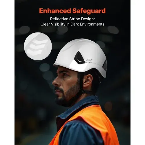 VEVOR Schutzhelm ANSI/ISEA Z89.1-zugelassener ABS-Sicherheitshelm mit 6-Punkt-Ratschenaufhängung, verstellbarer Industriehelm belüfteter Bauhelm Arbeitshelm für Industriebau Arbeitskleidung Weiß – Bild 4