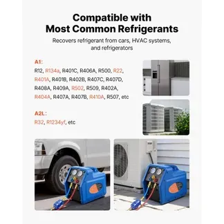 VEVOR Kältemittelabsauggerät Tragbare Kältemittel Absaugstation, 220V/50Hz 1450 U/min. 3/4 PS mit Einzylinder Absauganlage für Kältemittel A1 & A2L, Rückgewinnungsgerät für KFZ- & Hausklimaanlagen VEVOR Kältemittelabsauggerät Tragbare Kältemittel Absaugstation, 220V/50Hz 1450 U/min. 3/4 PS mit Einzylinder Absauganlage für Kältemittel A1 & A2L, Rückgewinnungsgerät für KFZ- & Hausklimaanlagen