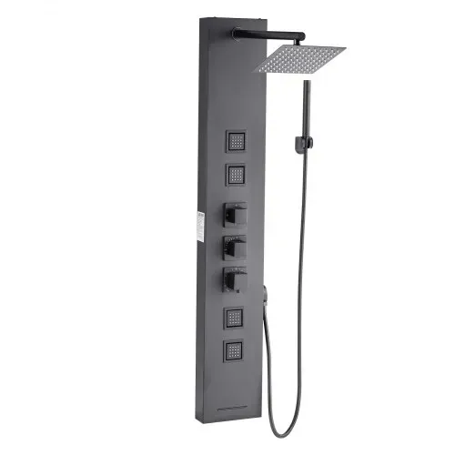 VEVOR Duschpaneel-Turmsystem (4 in 1) mit Regenwasserfall-Duschkopf, (124 cm) Duschsäule aus gebürstetem Edelstahl, Regenmassagesystem zur Wandmontage, mit Handbrause & 4 kleiner Massagedüsen – Bild 9