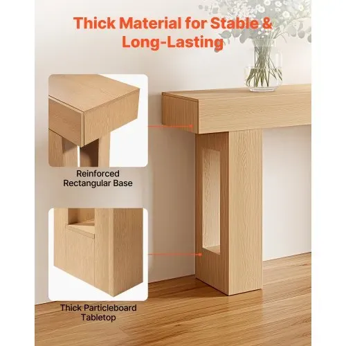 VEVOR Konsolentisch Sofatisch (160 x 35 x 85 cm / L x B x H), schmaler rechteckiger Eingangstisch aus Spanplatte für Flur Schlafzimmer Wohnzimmer Foyer, Flurtisch Beistelltisch Naturholz – Bild 4