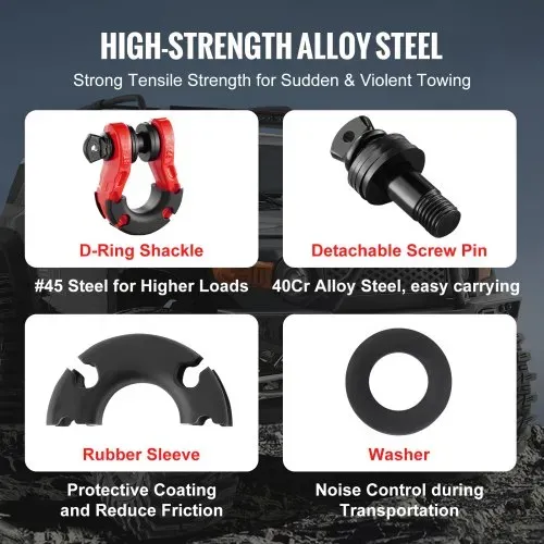 VEVOR 2er-Pack 3/4 Zoll D-Ring-Schäkel mit 7/8Zoll Schraubstift Bruchfestigkeit 30000kg – Bild 2