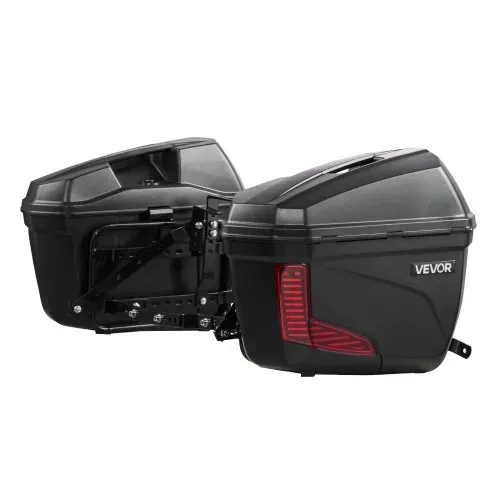 VEVOR Motorrad-Seitenkoffer 2 x 23 L mit Halterungen aus ABS, Schwarze Seitencase mit 3-Stufen-Verriegelung, Roten Reflektoren, Sicherheitsschlössern und Schlüsseln, IPX4-Spritzwasserschutz – Bild 8