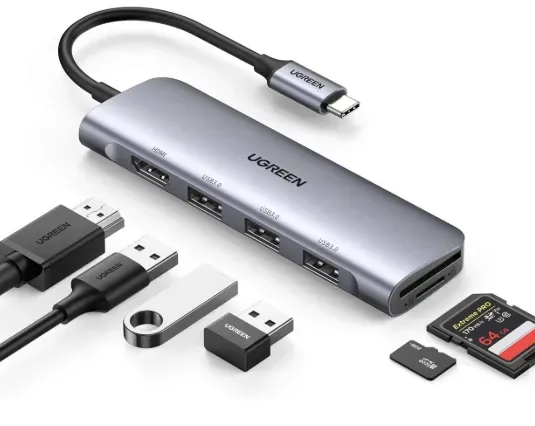 Ugreen 20956A Schnittstellen-Hub USB Typ-C 5000 Mbit/s Silber – Bild 4