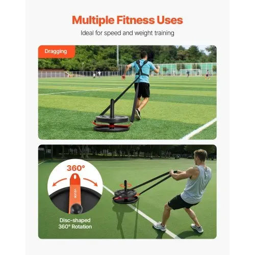 VEVOR Gewichtsschlitten Kraftschlitten Krafttrainingsschlitten zur Verbesserung der Geschwindigkeit bei sportlichen Übungen, Fitnessgerät mit Gurt, für 51 mm Gewichtsscheiben Orange & Schwarz – Bild 2
