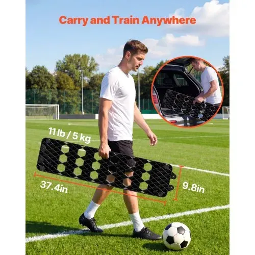 VEVOR Fußball Rebound Board 95 x 25 cm, Prellwand Brett Tragbar mit Doppeloberflächen und 3 Verstellbaren Winkeln, Fußballprellwand aus PP, Balltrainingsgerät für Pass- und Reaktionsübungen – Bild 5