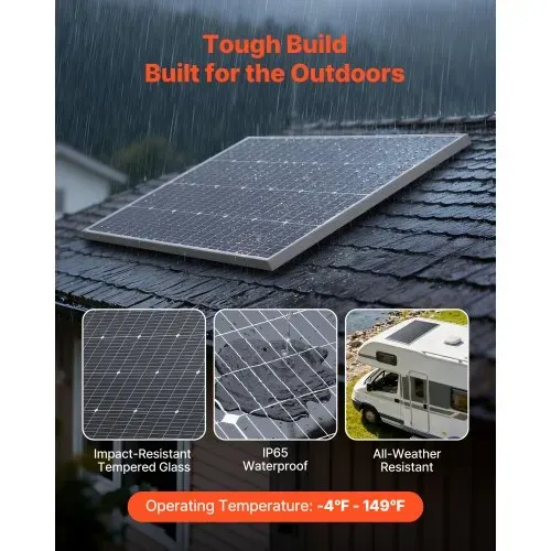 VEVOR Monokristalline Solarmodule, 100 W 2er-Pack, PV-Modul mit MC4-Ausgangsleistung & Aluminiumrahmen, Solarpanel IP65 wasserdicht, Netzunabhängiger Balkonkraftwerk für Auto, Boot, RV, Flachdach – Bild 4