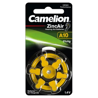 Knopfzelle CAMELION, A10, Zink-Luft, 6er-Blister Knopfzelle CAMELION, A10, Zink-Luft, 6er-Blister