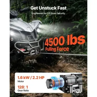 VEVOR Elektrische Seilwinde 2041 kg, 12V DC Motorwinde mit Φ5,8 mm x 12 m Stahlseil, Kabelloser & Kabelgebundener Fernbedienung, IP55, Elektrowinde zum Abschleppen von ATVs, UTVs & Offroad-Fahrzeugen VEVOR Elektrische Seilwinde 2041 kg, 12V DC Motorwinde mit Φ5,8 mm x 12 m Stahlseil, Kabelloser & Kabelgebundener Fernbedienung, IP55, Elektrowinde zum Abschleppen von ATVs, UTVs & Offroad-Fahrzeugen