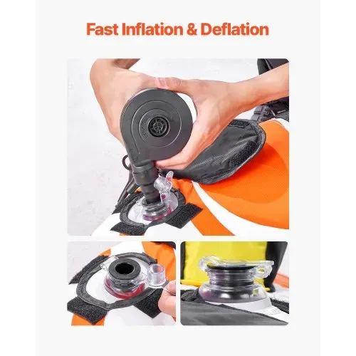 VEVOR Fun Tube Set zum Bootfahren, Aufblasbare Schleppboote für 1–2 Personen, 154 kg Wassersport-Schleppschlauch zum Ziehen von Booten – mit Flossen, doppelt genähter Nylonhülle & gepolsterten Griffen – Bild 3