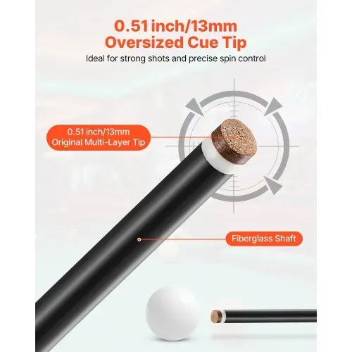 VEVOR Billardqueue 1 Stk. (1473,2 mm / 595 g) aus Fiberglas mit mehrschichtiger Spitze, Billardstock geeignet für Bar Zuhause Büro Amerikanisches 9-Ball-Spiel, pool cue – Bild 2