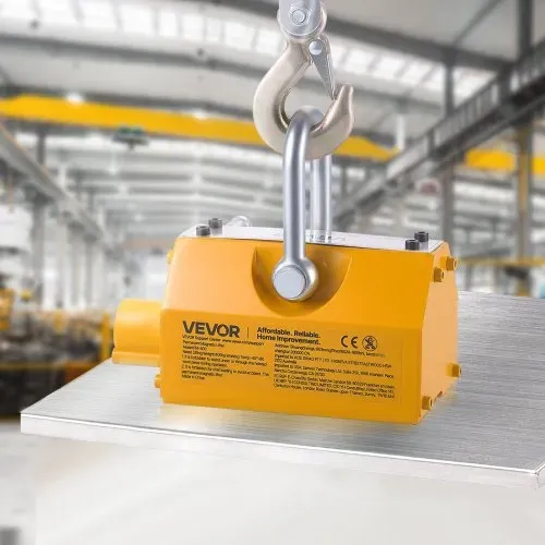 VEVOR Lasthebemagnet Permanentmagnetheber 400 kg Zugkraft Hebemagnet mit Entriegelungsgriff & Stahlhaken, verwendet in Werkstattkränen und Hebezeugen, zum Heben von Stahlplatten, Brettern Gelb – Bild 7
