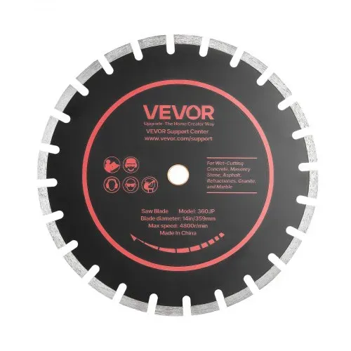 VEVOR 3 Stk. Diamanttrennscheiben 359mm, Diamant-Sägeblätter mit 25,4mm Bohrung & 11,8mm Segmenthöhe, Max. 4800 U/min Diamantscheiben für Trocken/Nass Schneiden, Trennscheibe für Beton Mauerwerk Stein – Bild 10