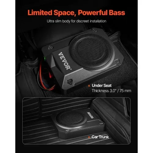 VEVOR Untersitz Auto Subwoofer 800 W 203 mm schlanker Auto Subwoofer mit Stromversorgung, Subsystem mit eingebautem Verstärker, Hoch-/Niedrigpegel-Eingang und Lautstärkeregler für SUVs Lkws VEVOR Untersitz Auto Subwoofer 800 W 203 mm schlanker Auto Subwoofer mit Stromversorgung, Subsystem mit eingebautem Verstärker, Hoch-/Niedrigpegel-Eingang und Lautstärkeregler für SUVs Lkws