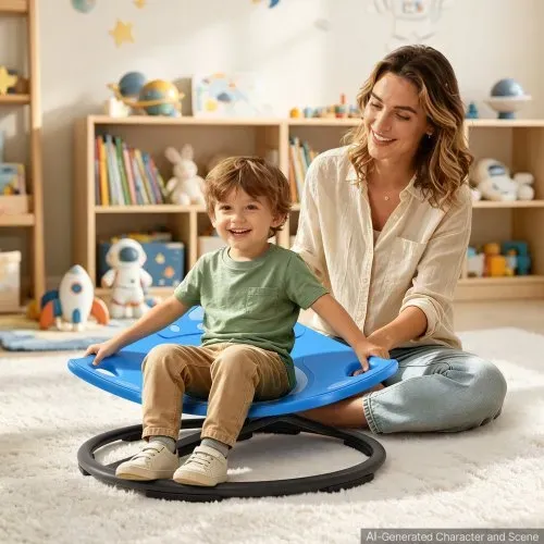 VEVOR Drehstuhl Kinder Autismus Sensorischer Drehsitz 75 kg 519x520 mm Blau, ADHS Hilfsmittel für Kinder im Alter von 3-12 Jahren, Förderung von Gleichgewicht Körperkoordination Greifkraft, PP-Material – Bild 7