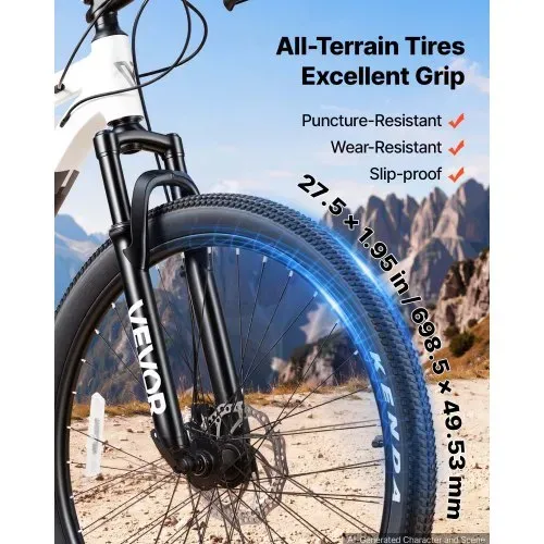 VEVOR Mountainbike für Damen und Herren 27,5 Zoll Fahrrad 21-Gang Ideal für Erwachsene, Rahmen aus Aluminiumlegierung, mit Federgabel, 120 kg Tragkraft, Klingel, Reflektoren & Lampenhalterung – Bild 5