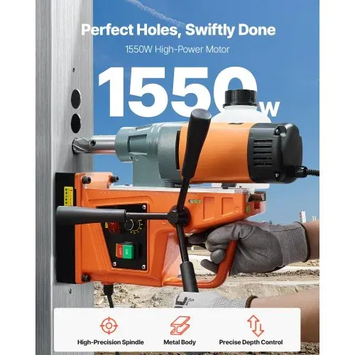 VEVOR Bohrmaschine, 1550 W 50 mm Bohrdurchmesser, 2922 lbf Power Magnetbohrer, 500 PRM, 10-Gang, Elektrische Bohrmaschine für Metalloberflächen, Industrie und Heimwerker VEVOR Bohrmaschine, 1550 W 50 mm Bohrdurchmesser, 2922 lbf Power Magnetbohrer, 500 PRM, 10-Gang, Elektrische Bohrmaschine für Metalloberflächen, Industrie und Heimwerker
