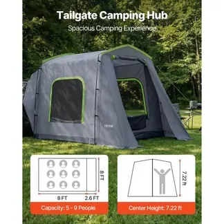 VEVOR Heckklappenzelt Autozelt für 5-9 Personen 323 x 244 x 220 cm, Wasserdichtes (PU3000 mm) Campingzelt mit Belüfteten Türen & Moskitonetzen, SUV-Heckzelt für Camping Wandern Outdoor-Aktivitäten VEVOR Heckklappenzelt Autozelt für 5-9 Personen 323 x 244 x 220 cm, Wasserdichtes (PU3000 mm) Campingzelt mit Belüfteten Türen & Moskitonetzen, SUV-Heckzelt für Camping Wandern Outdoor-Aktivitäten
