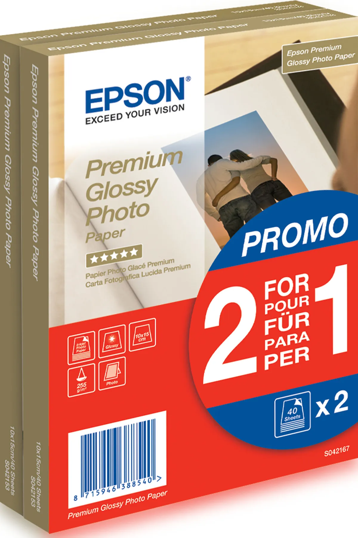 Epson Premium Glossy Photo Paper – 10x15cm – 2x 40 Blätter Epson Premium Glossy Photo Paper – 10x15cm – 2x 40 Blätter