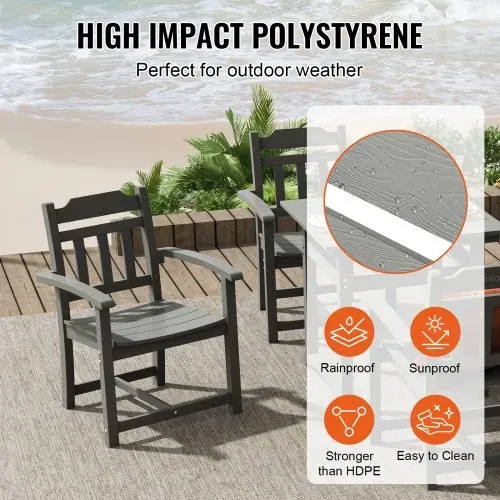 VEVOR 5-teiliges Gartenmöbel Set Balkonmöbel Set 1 Tisch + 4 Stühle, 150 kg / 150 kg Sitzgruppe Garnitur Wetterfest Sonnenfest, Essgruppe Garten Terrassenmöbel-Set Modern Balkon Möbel Hellgrau – Bild 2