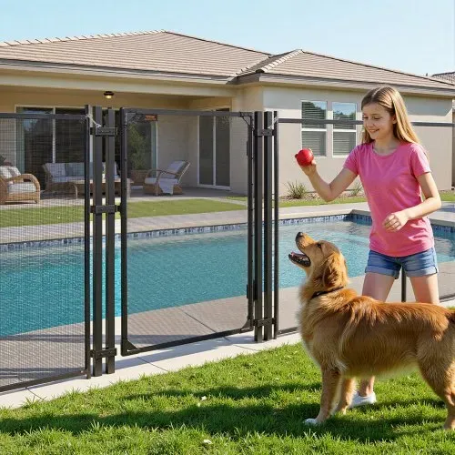 VEVOR Poolzaun Tor 1,2x0,75 m, Tür für Poolschutzzaun Kinderschutzzaun, Sicherheitstor-Set mit Selbstschließ- & Selbstverriegelungsfunktion, 352 g/m² Teslin-PVC-Gewebe, für Schwimmbecken, Schwarz – Bild 7