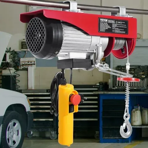 VEVOR Elektrische Seilwinde, 400 kg, Motorwinde mit 4,2 m kabelgebundener Fernbedienung, 12 m Hubhöhe mit Einzelkabel, Einzel-/Doppelschlingen, Not-Aus, Hebezeug für Garage, Lager, Fabrik – Bild 7