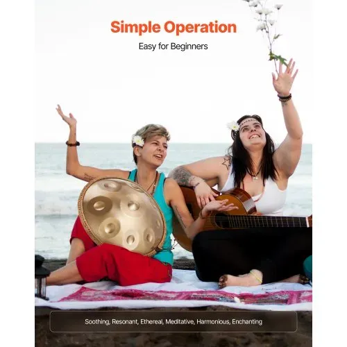 VEVOR Handpan Drum, 55 cm, 9-Ton-Stahlzungentrommel, 432 Hz, D-Moll, mit gewebtem Randschutz, 2 Schlägeln & Tragetasche, farbbeständiges Schlaginstrument für professionelle Auftritte – Bild 5