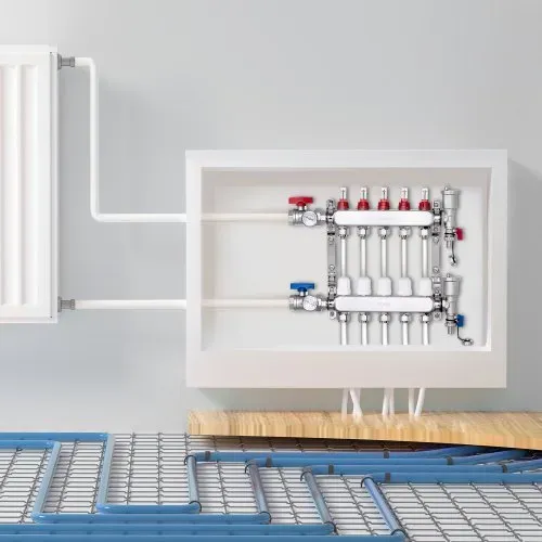 VEVOR 5-Zweig-Wärmeverteilungsverteiler, 1/2-Zoll-PEX-Rohrverteiler, Edelstahl-PEX-Verteiler für hydronische Fußbodenheizung, Wärmeverteilungs-PEX-Verteilersatz mit 1/2-Zoll-Adaptern im Lieferumfang enthalten – Bild 7