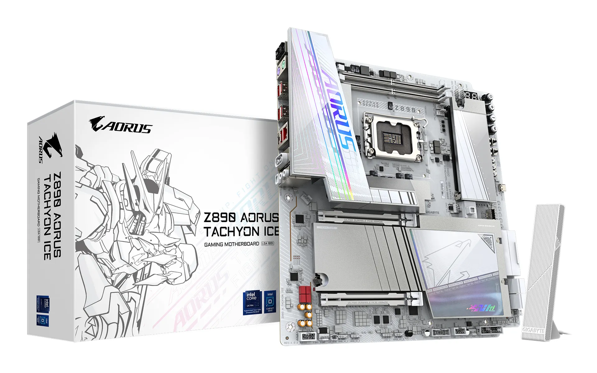 GIGABYTE Z890 AORUS TACHYON ICE Mainboard – Intel Core Ultra (Serie 2) Prozessoren, 18+1+2 Phasen VRM, bis zu 9500 MHz DDR5 (O.C), 1 x PCIe 5.0 + 3 x PCIe 4.0, Wi-Fi 7, 5 GbE LAN, USB 3.2 Gen 2×2 GIGABYTE Z890 AORUS TACHYON ICE Mainboard – Intel Core Ultra (Serie 2) Prozessoren, 18+1+2 Phasen VRM, bis zu 9500 MHz DDR5 (O.C), 1 x PCIe 5.0 + 3 x PCIe 4.0, Wi-Fi 7, 5 GbE LAN, USB 3.2 Gen 2×2