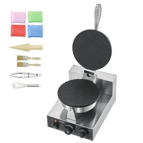 VEVOR elektrische Eistütenmaschine kommerzielle Waffeltütenmaschine 1230 W, antihaftbeschichtete Frühlingsrollenform, mit Temperatur- und Zeitregelung, Griff, für Restaurant Bäckerei Snackbar Familie – Bild 8