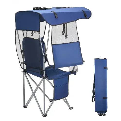 VEVOR Campingstuhl Faltstuhl 150 kg Belastbar, Anglerstuhl mit Sonnendach & Zeitschriftentasche, Klappstuhl mit 2 Getränkehaltern, für Outdoor-Aktivitäten Angeln Picknicks Camping Dunkelblau – Bild 8