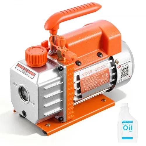 VEVOR Vakuumpumpe, 3,5 CFM 99 L/min, 1-stufig, 180 W geeignet für R134a-, R22- und R410a-Systeme, 4-poliger Motor, für die Wartung von Kfz-Klimaanlagen & die Entgasung von Harzen, inkl. Öl. VEVOR Vakuumpumpe, 3,5 CFM 99 L/min, 1-stufig, 180 W geeignet für R134a-, R22- und R410a-Systeme, 4-poliger Motor, für die Wartung von Kfz-Klimaanlagen & die Entgasung von Harzen, inkl. Öl.