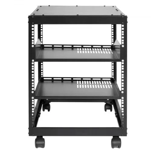 VEVOR 12U-Server-Rack mit offenem Rahmen 58.5-101.6cm verstellbare Tiefe freistehender/wandmontierter Netzwerk-Server-Rack 4-Pfosten-AV-Rack mit Rollen für Ihre gesamte Netzwerk-IT-Ausrüstung AV-Ausrüstung – Bild 8