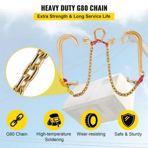VEVOR 8 mm×30 cm G80 V-Kettenzaum mit 2 Beinen und 38 cm großen J-Haken und T-Haken – Bild 4