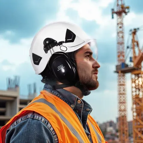 VEVOR Schutzhelm ANSI/ISEA Z89.1-zugelassener ABS-Sicherheitshelm mit Visier & Ohrenschützern, verstellbarer Industriehelm belüfteter Bauhelm Arbeitshelm für Industriebau Arbeitskleidung Weiß – Bild 7