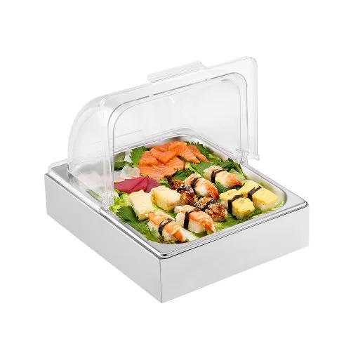 VEVOR Servierbehälter Buffet-Behälter Gastronormbehälter aus Edelstahl (1 Behälter), Präsentationsständer Serviertablett mit transparentem Deckel & 3 Eiswürfelschalen für Restaurant Küche VEVOR Servierbehälter Buffet-Behälter Gastronormbehälter aus Edelstahl (1 Behälter), Präsentationsständer Serviertablett mit transparentem Deckel & 3 Eiswürfelschalen für Restaurant Küche