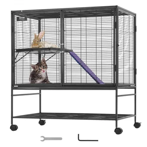 VEVOR 39″ rollender Frettchenkäfig aus Eisen, großer 2-stöckiger Critter Nation-Käfig, Kleintierkäfig mit Rampen und Tablett, einfach aufzubauen für Hausratten, Hamster, Meerschweinchen, Chinchillas VEVOR 39″ rollender Frettchenkäfig aus Eisen, großer 2-stöckiger Critter Nation-Käfig, Kleintierkäfig mit Rampen und Tablett, einfach aufzubauen für Hausratten, Hamster, Meerschweinchen, Chinchillas